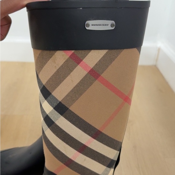 Burberry Black and Tan Plaid Rain Boots - Picture 2 of 4